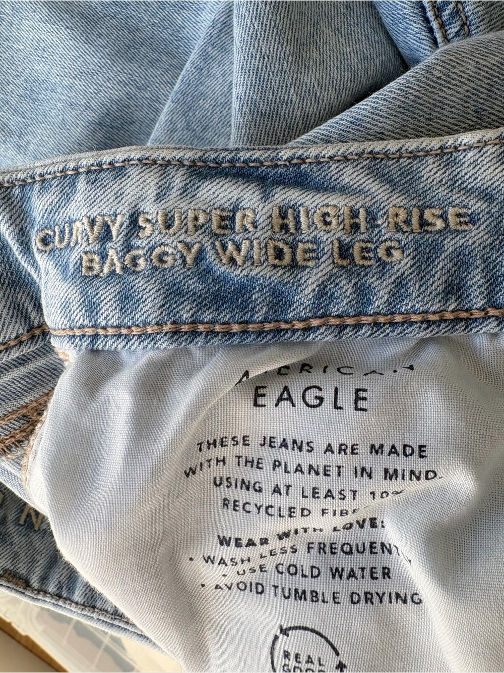 AE Curvy Super High-Rise Baggy Wide-Leg Jeans - sz10 - Picture 6 of 6